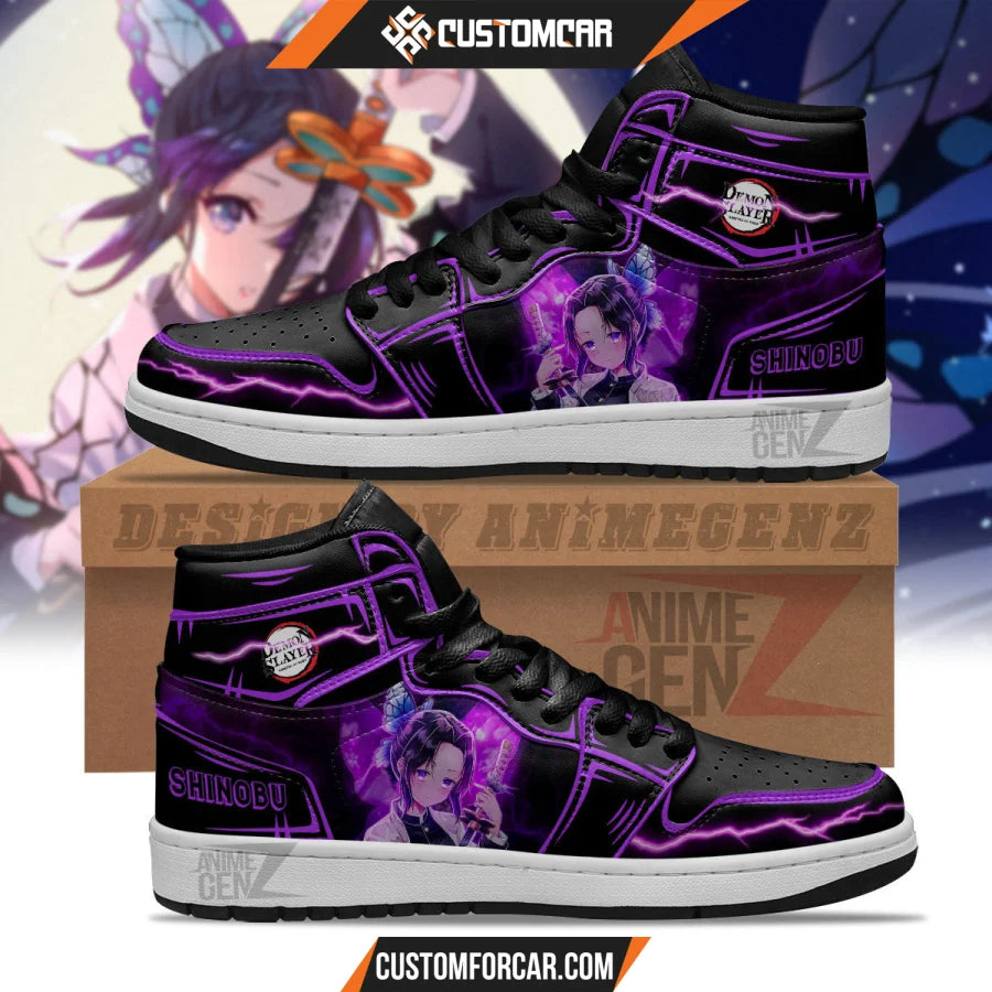 Demon Slayer Shinobu JD Sneakers Black Cool Style Custom