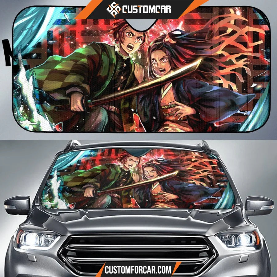 Demon Slayer Tanjiro & Nezuko Car Sun Shades Anime 2021 Auto