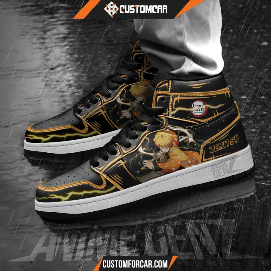 Demon Slayer Zenitsu JD Sneakers Black Cool Style Custom