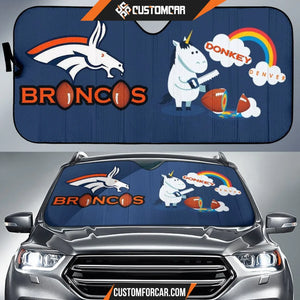 Denver Broncos Car Sun Shade Denver Donkey Broncos Unicorn Cut The Ball Funny Sun Shade D4601 DECORINCAR 1