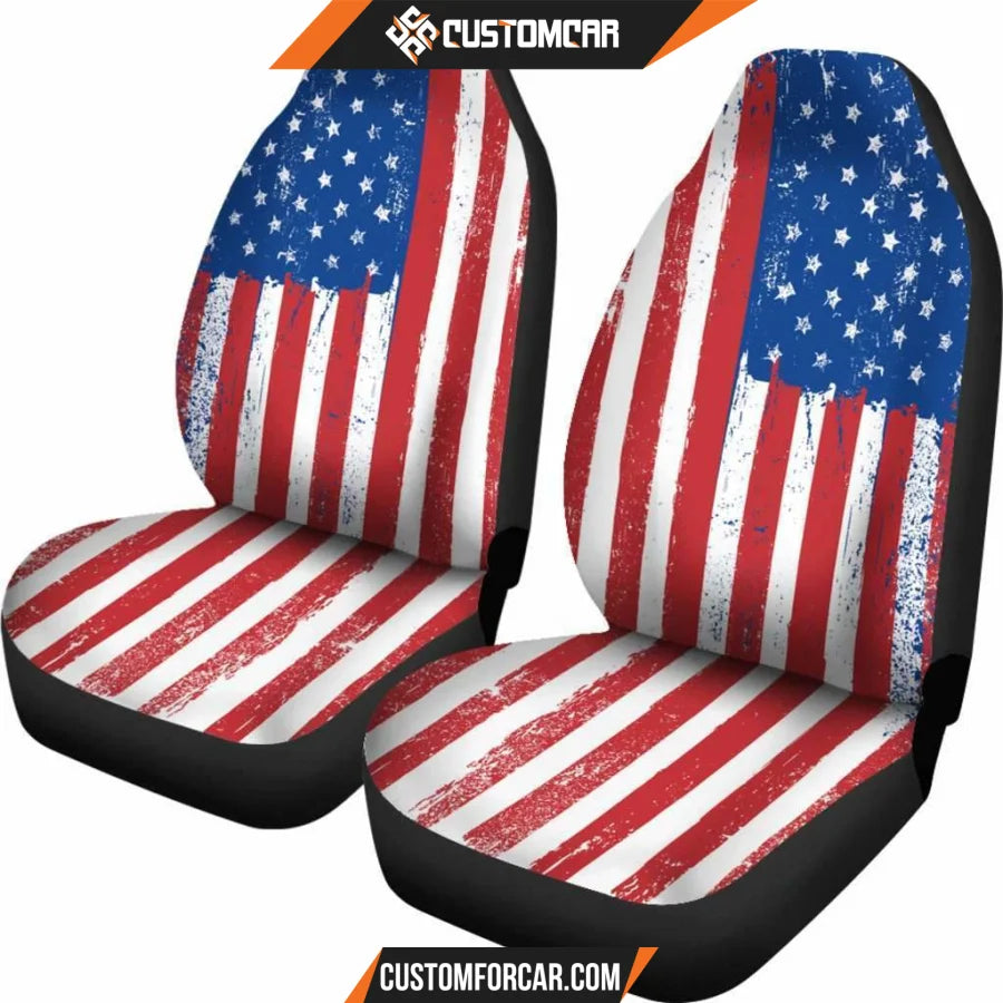 Distressed American Flag Car Seat Covers Decor For Car 