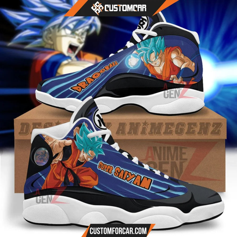 Dragon Ball Goku Super Saiyan Blue Air Jordan 13 Sneakers