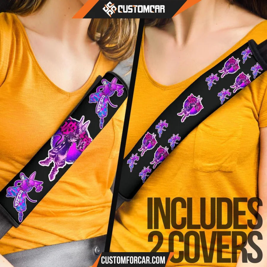 Dragon Ball Seat Belt Covers Beerus Purple Neon Patterns 