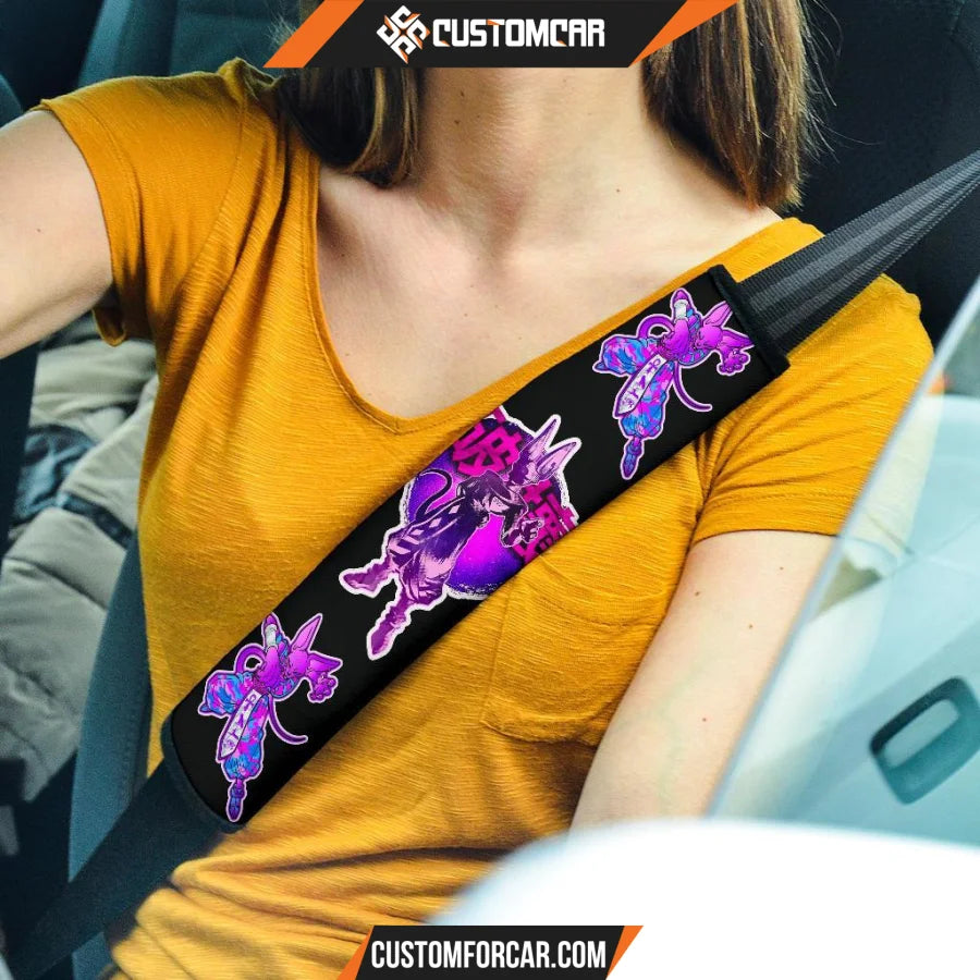 Dragon Ball Seat Belt Covers Beerus Purple Neon Patterns 