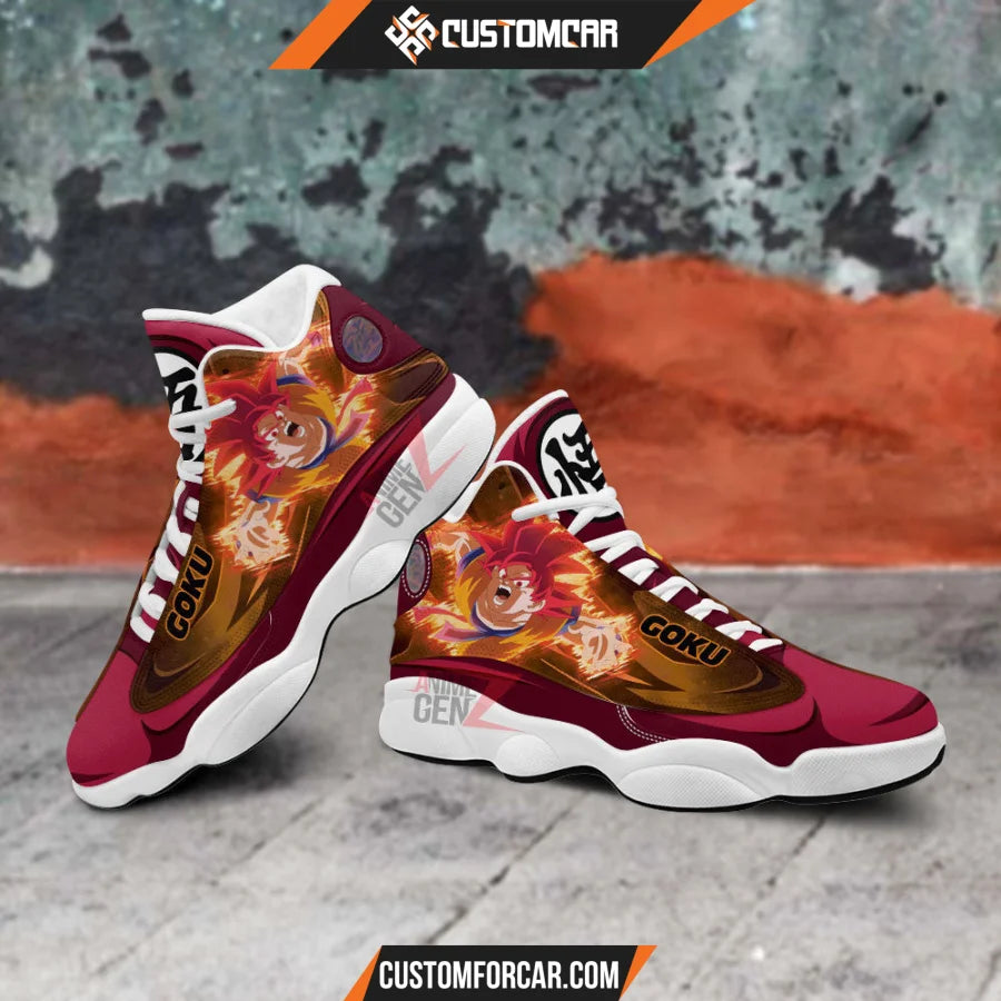 Dragon Ball Sneakers Goku God Air Jordan 13 Sneakers Custom