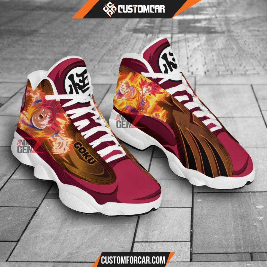 Dragon Ball Sneakers Goku God Air Jordan 13 Sneakers Custom