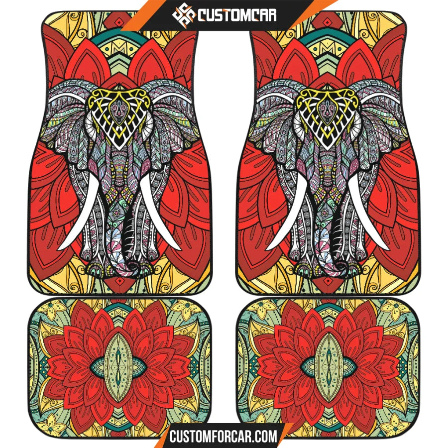 Elephant Artwork Car Floor Mats Mandala Car Accessories