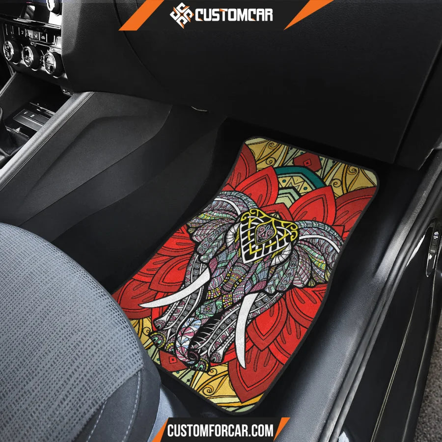 Elephant Artwork Car Floor Mats Mandala Car Accessories