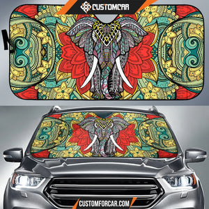 Elephant Artwork Car Sun Shade Mandala Car Accessories
