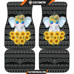 Elephant Love Sunflowers Car Floor Mats Car Accessorries 