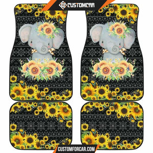 Elephant Sunflower Art Car Floor Mats Car Accessorries 