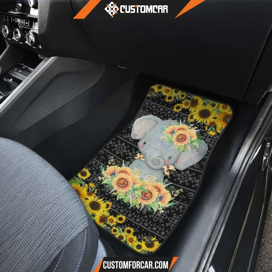 Elephant Sunflower Art Car Floor Mats Car Accessorries 