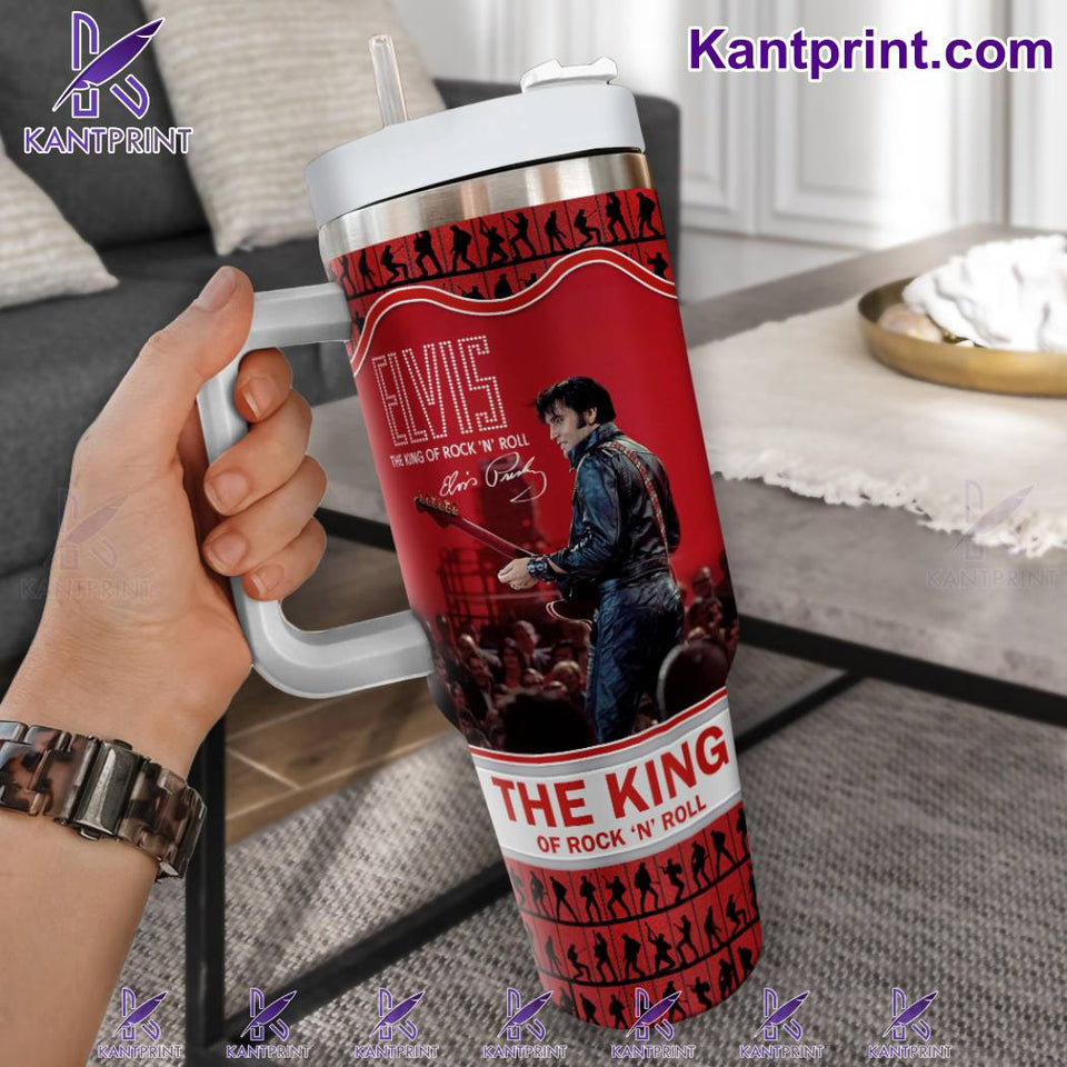 Elvis Presley The King Of Rock N Roll Music Personalized 40oz Tumbler With Handle and Straw