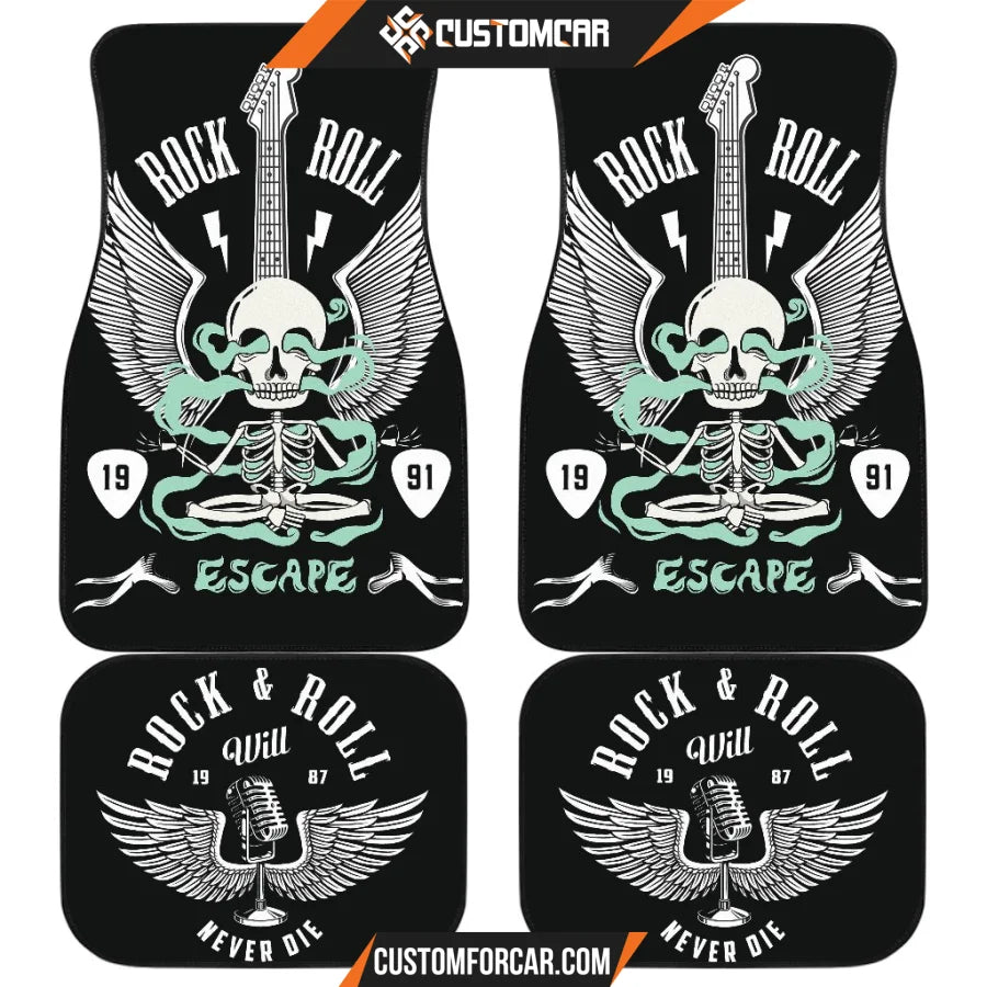 Escape Car Floor Mats  Rock N Roll Yoga Skeleton Wings Guitar Car Mats R042609 DECORINCAR 1