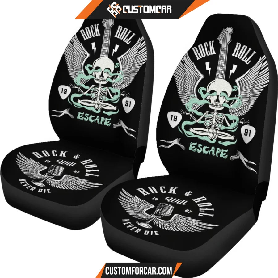 Escape Car Seat Covers  Rock N Roll Yoga Skeleton Wings Guitar Seat Covers R042611 DECORINCAR 2