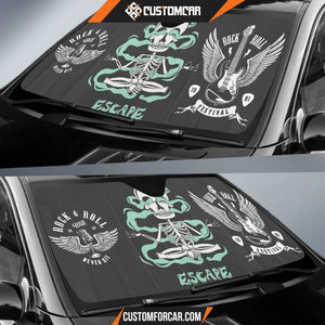 Escape Car Sun Shade  Rock N Roll Yoga Skeleton Wings Guitar Sun Shade R042609 DECORINCAR 3