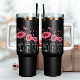 Faith Hope Love Pink Sunflower Artwork Personalized 40oz Tumbler With Handle and Straw