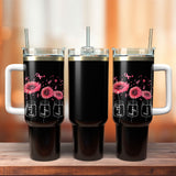 Faith Hope Love Pink Sunflower Artwork Personalized 40oz Tumbler With Handle and Straw