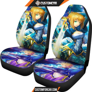 Fate/Stay Night Car Seat Covers Saber Fate Excalibur Sword Blue Galaxy Seat Covers R4609 DECORINCAR 4
