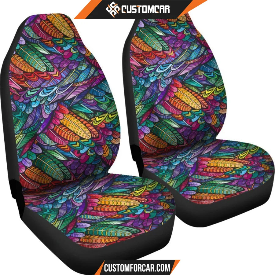 Feathers Colors Pattern Car Seat Covers R0313027 - New Car 