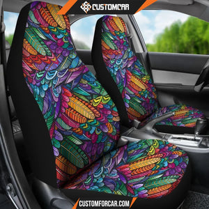 Feathers Colors Pattern Car Seat Covers R0313027 - New Car 