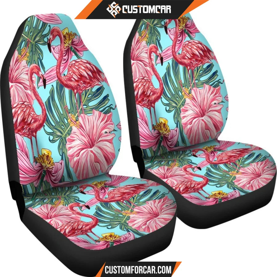 FLAMINGOS TROPICAL HIBISCUS BLUE BG CAR SEAT covers Car 