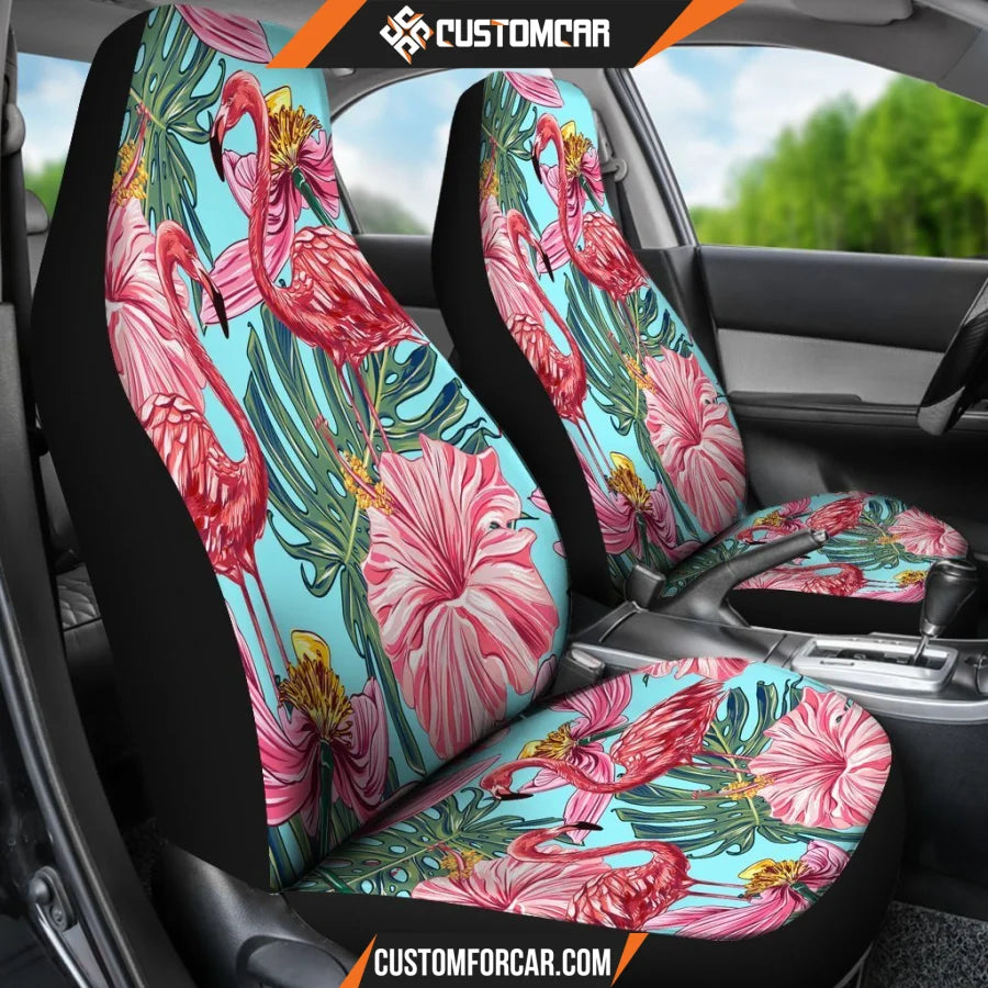 FLAMINGOS TROPICAL HIBISCUS BLUE BG CAR SEAT covers Car 
