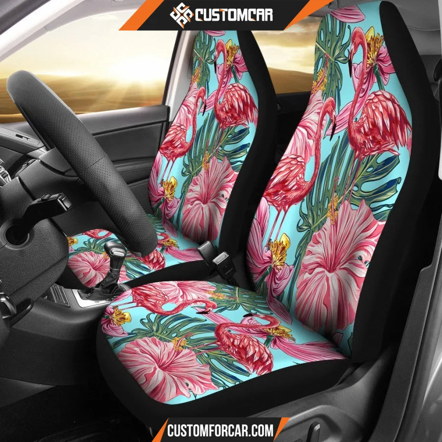 FLAMINGOS TROPICAL HIBISCUS BLUE BG CAR SEAT covers Car 