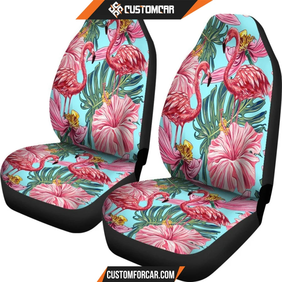 FLAMINGOS TROPICAL HIBISCUS BLUE BG CAR SEAT covers Car 