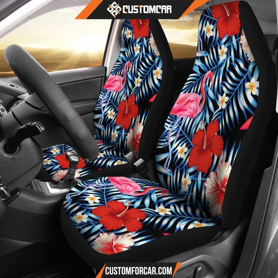 FLAMINGOS TROPICAL RED HIBISCUS CAR SEAT covers Car 