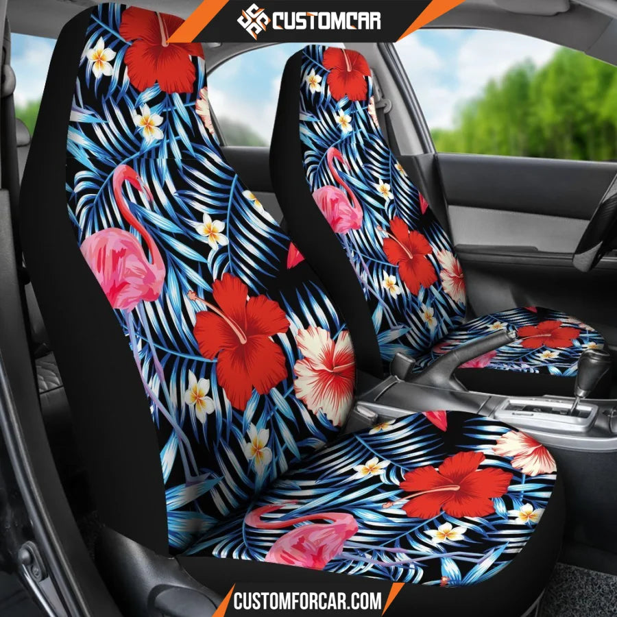 FLAMINGOS TROPICAL RED HIBISCUS CAR SEAT covers Car 