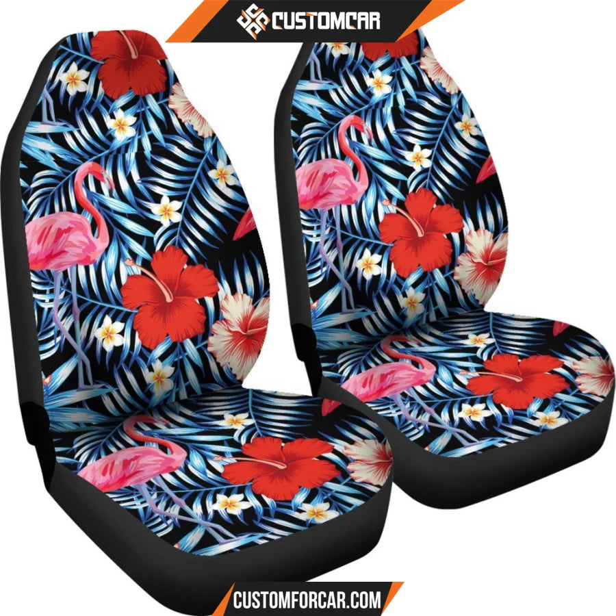 FLAMINGOS TROPICAL RED HIBISCUS CAR SEAT covers Car 
