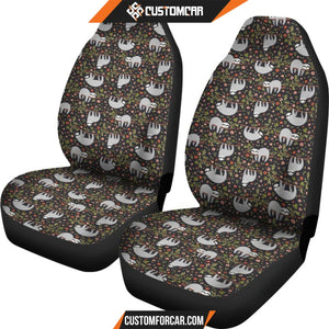 Floral Sloth Pattern Print Universal Fit Car Seat covers Car