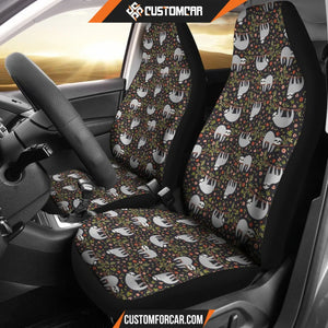 Floral Sloth Pattern Print Universal Fit Car Seat covers Car