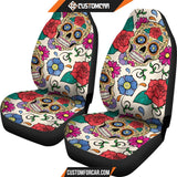 Flower Sugar Skull Car Seat Covers DECORINCAR