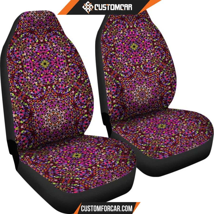 Flowery Mandala Mosaic Car Seat Covers DECORINCAR