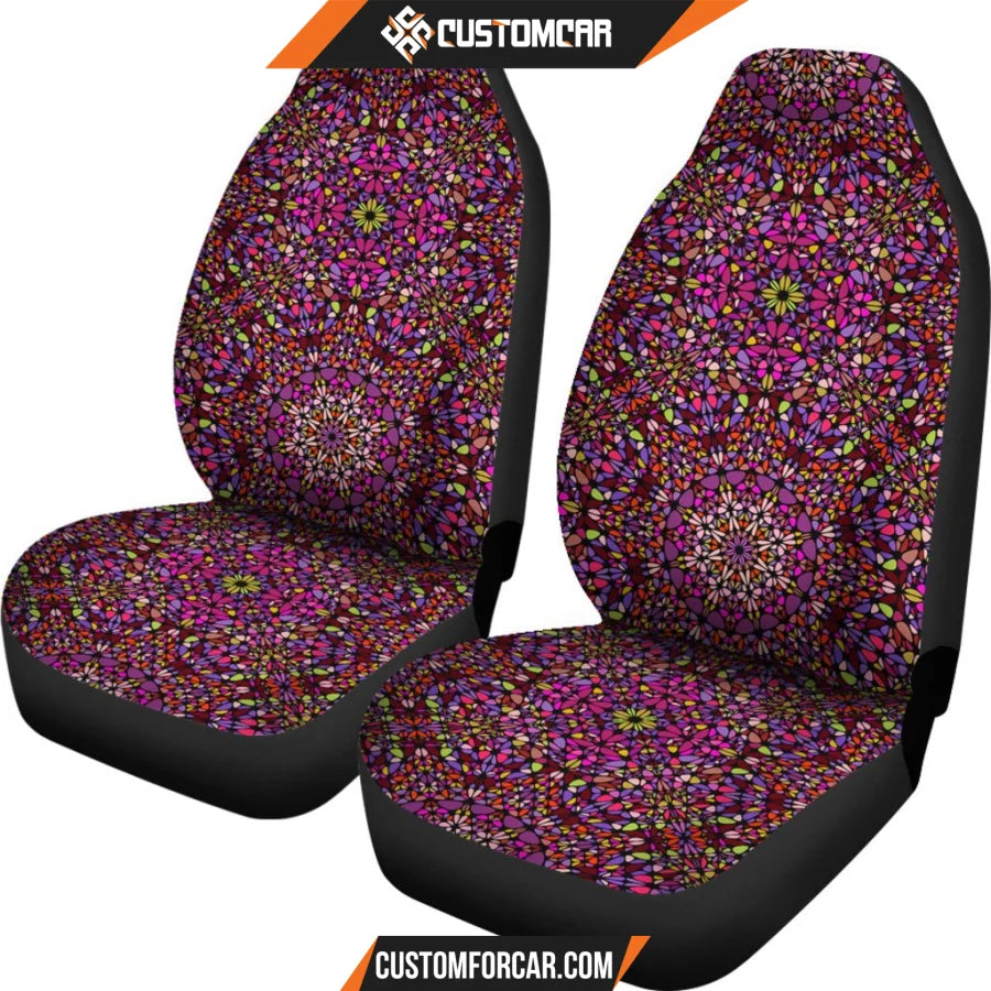 Flowery Mandala Mosaic Car Seat Covers DECORINCAR