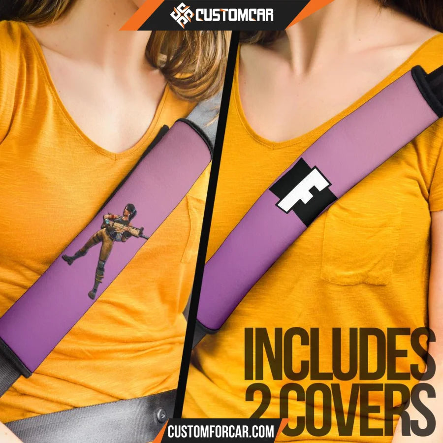 Fortnite Game Seat Belt Covers Girl Character Holding Gun