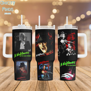 Freddy Krueger Nightmare On Elm Street Movies Personalized 40oz Tumbler With Handle and Straw