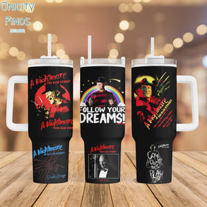 Freddy Krueger Nightmare On Elm Street Movies Personalized 40oz Tumbler With Handle and Straw