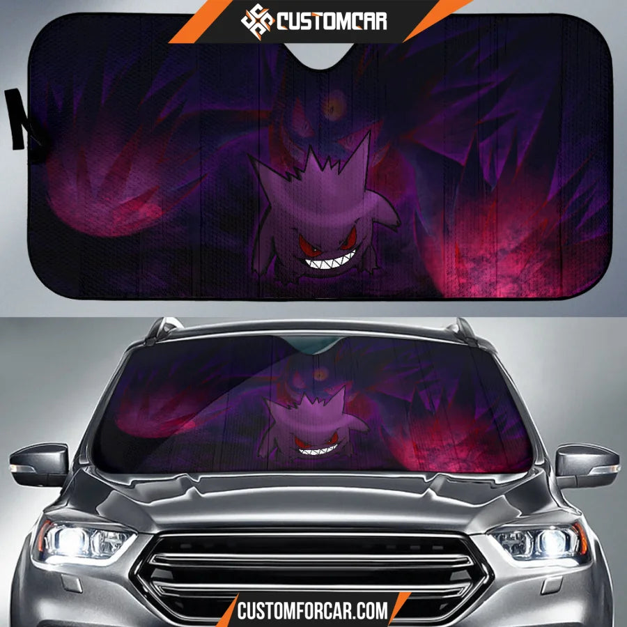 Gengar Pokemon Car Sun Shade Anime Car Accessories Custom