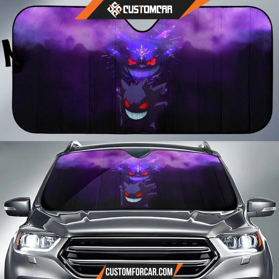 Gengar Pokemon Car Sun Shade Anime Car Accessories Custom