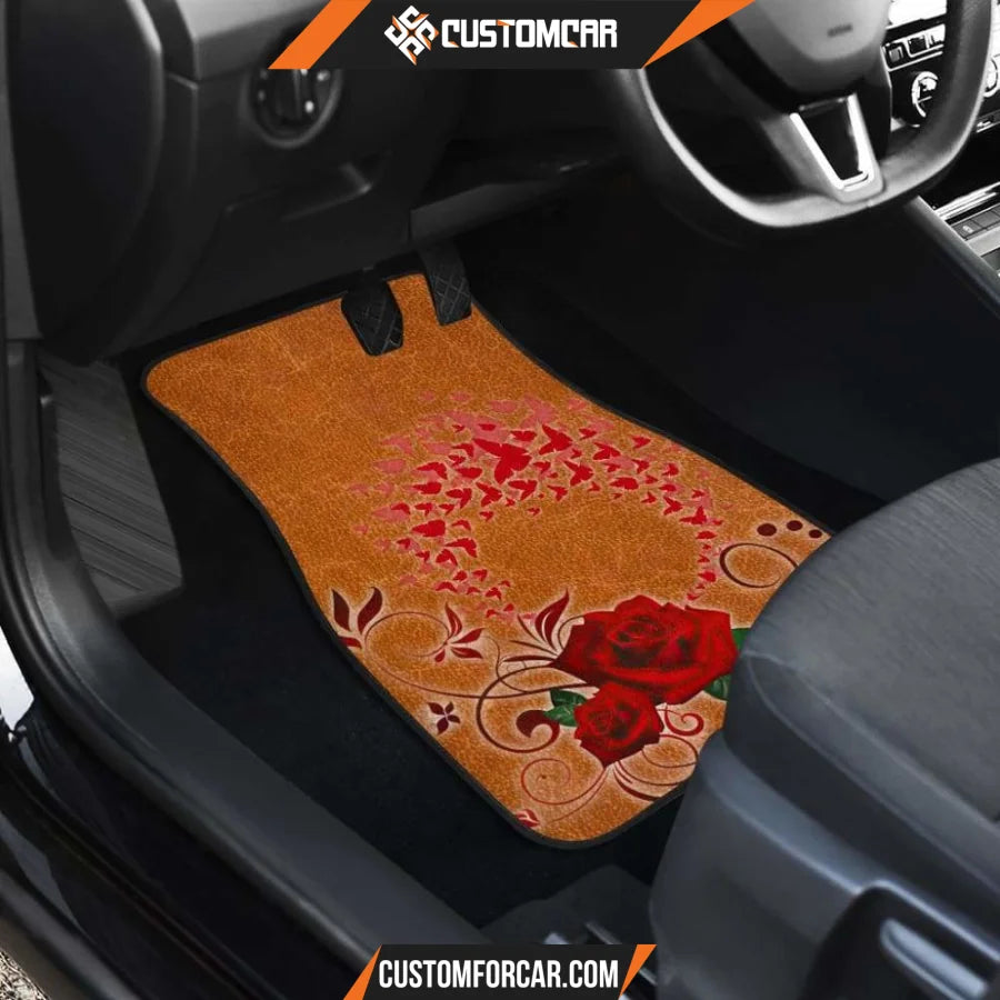 Girly Flower Rose and Butterfly Car Floor Mats Car 
