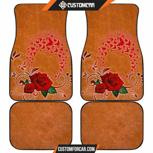 Girly Flower Rose and Butterfly Car Floor Mats Car 