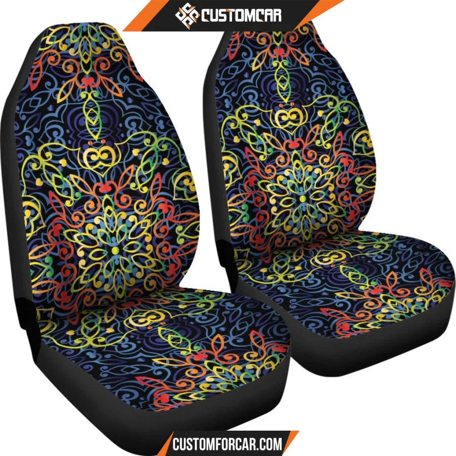 Glowing Rasta Mandala Car Seat Covers DECORINCAR