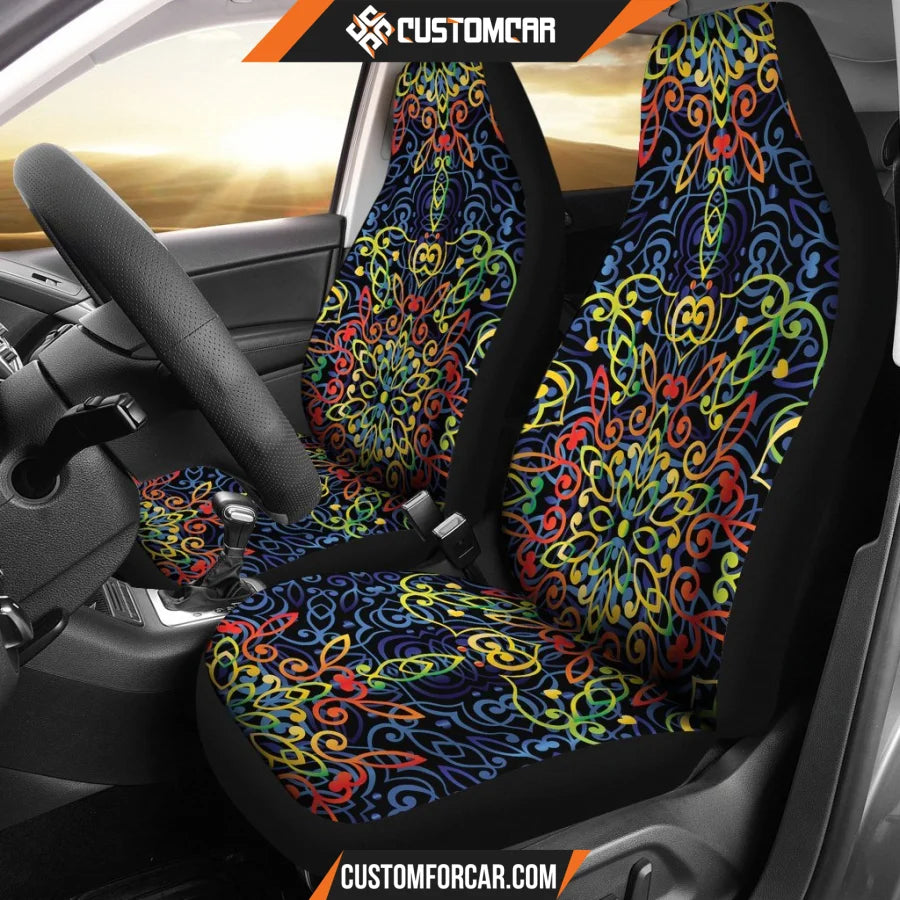 Glowing Rasta Mandala Car Seat Covers DECORINCAR