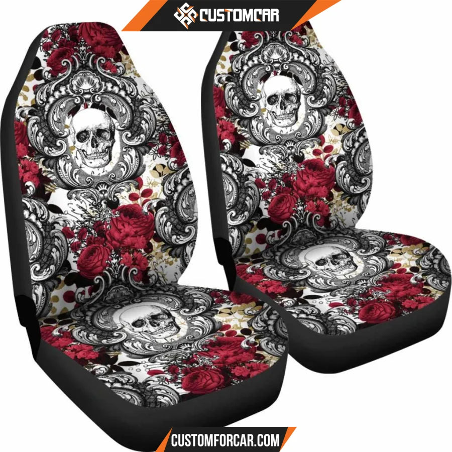 Gothic Skull Roses Car Seat Covers Decor For Car R0313023 - 