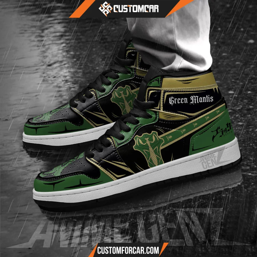 Green Mantis JD Sneakers Black Clover Custom Anime Shoes