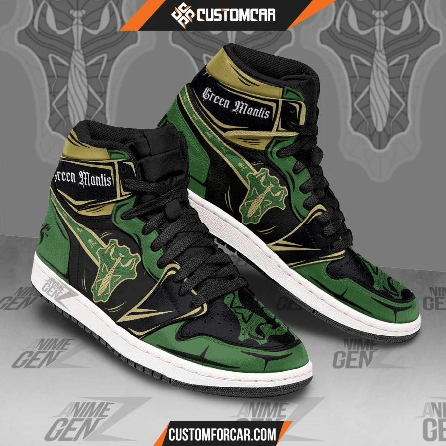 Green Mantis JD Sneakers Black Clover Custom Anime Shoes