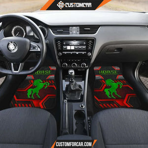 Green Walking Horse Emblem Car Floor Mats Car Decoration